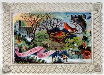 Un salut de Noël, carte postale victorienne